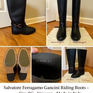 Salvatore Ferragamo Gancini Riding Boots- New w/dust bags